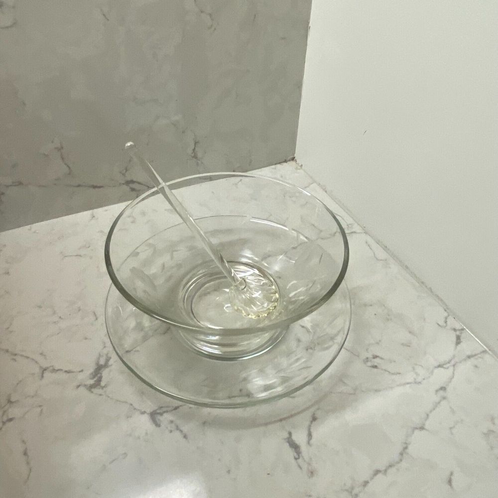 Princess House‎ Heritage 429 Crystal Condiment Serving Bowl Underplate Spoon